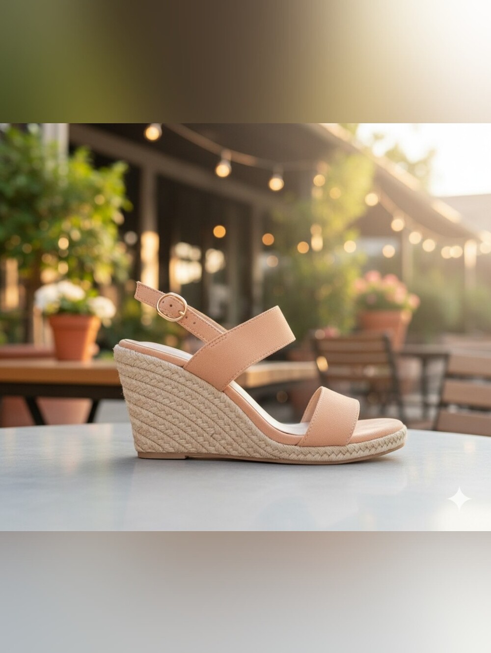 Apricot Espadrille Wedge Sandals